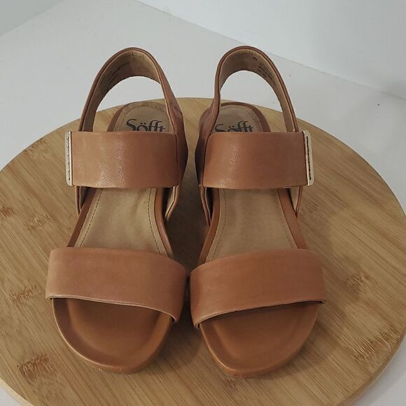 Sofft Women's Leather Wedge Sandal Camel Size 6M - Picture 3 of 11